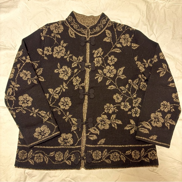 Talbots Sweaters - Talbots wool Cardigan Black & Golden Tan